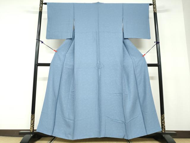 平和屋着物●上質な色無地　霞地紋　紺鼠色　正絹　逸品　DABD9809ud