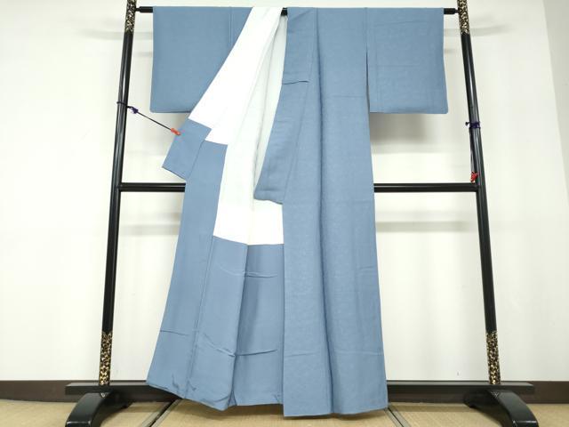 平和屋着物●上質な色無地　霞地紋　紺鼠色　正絹　逸品　DABD9809ud