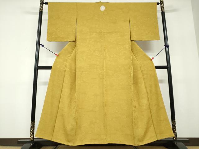 平和屋着物●上質な色無地　風景草花地紋　芥子色　正絹　逸品　未使用　DABD9810ud