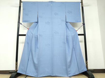 平和屋着物●上質な色無地　絵巻地紋　紅掛空色　正絹　逸品　DABD9811ud