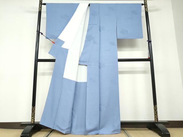 平和屋着物●上質な色無地　絵巻地紋　紅掛空色　正絹　逸品　DABD9811ud