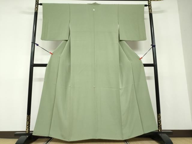 平和屋着物●上質な色無地　老竹色　正絹　逸品　DABD9813ud
