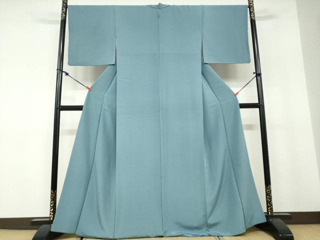 平和屋着物●上質な色無地　錆御納戸色　正絹　逸品　DABD9817ud