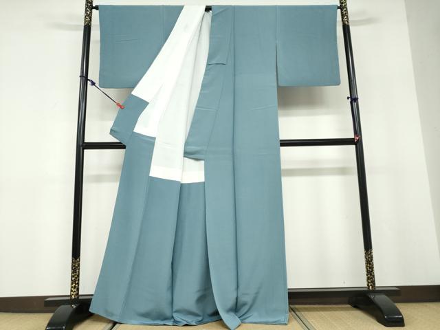 平和屋着物●上質な色無地　錆御納戸色　正絹　逸品　DABD9817ud