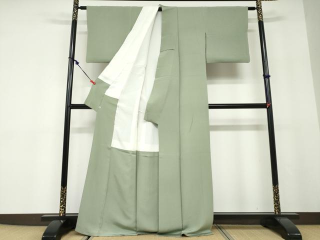 平和屋着物●上質な色無地　山葵色　西武百貨店扱い　正絹　逸品　DABD9818ud