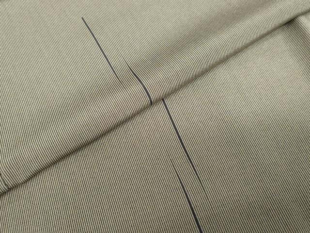 平和屋着物●上質な小紋　小紋師　克政作　万筋　海松茶色×白橡色　抽象文様　正絹　逸品　DABD9822ud
