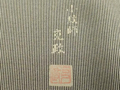 平和屋着物●上質な小紋　小紋師　克政作　万筋　海松茶色×白橡色　抽象文様　正絹　逸品　DABD9822ud
