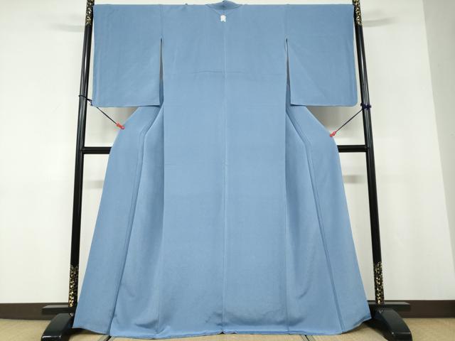 平和屋着物●上質な色無地　御召納戸色　鬼しぼ縮緬　正絹　逸品　未使用　DABD9827ud