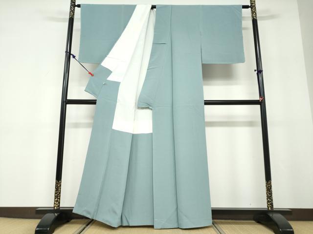 平和屋着物●上質な色無地　作家物　湊鼠色　正絹　逸品　未使用　DABD9828ud