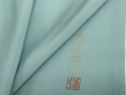 平和屋着物●上質な色無地　作家物　湊鼠色　正絹　逸品　未使用　DABD9828ud