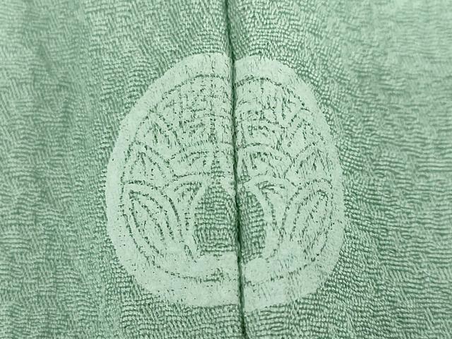 平和屋着物●上質な色無地　結び紐草花地紋　若葉色　正絹　逸品　DABD9829ud