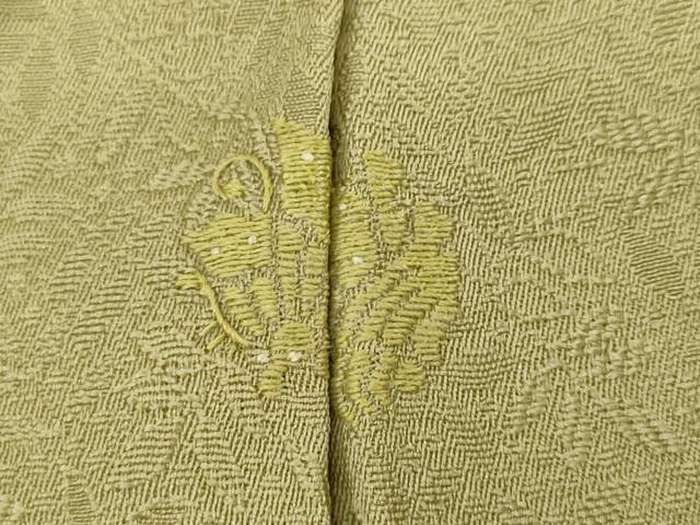 平和屋着物●上質な色無地　南天地紋　黄海松茶色　正絹　逸品　未使用　DABD9832ud