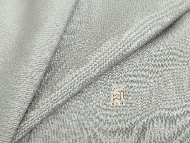 平和屋着物●加賀友禅の巨匠　初代　由水十久　色無地　銀鼠色　鬼しぼ縮緬　正絹　逸品　DABD9833ud