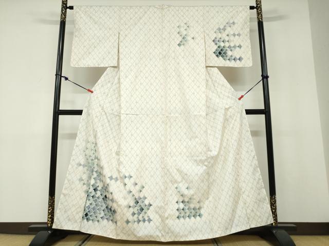 平和屋着物●本場大島紬　訪問着　白大島　扇面文　正絹　逸品　DABD9834ud