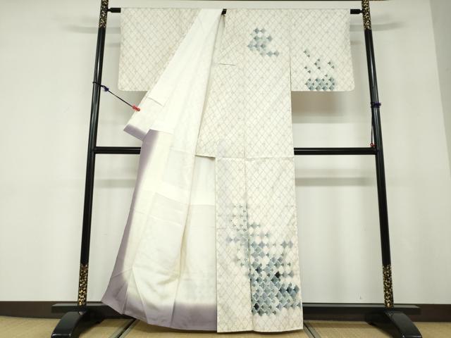 平和屋着物●本場大島紬　訪問着　白大島　扇面文　正絹　逸品　DABD9834ud