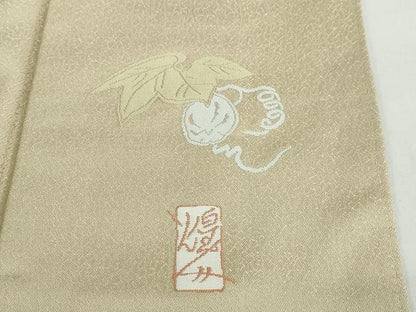 平和屋着物●本加賀友禅作家　由水煌人監修　色無地　干割れ地紋　木蘭色　正絹　逸品　DABD9839ud