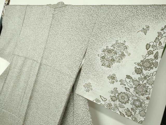 平和屋着物●手描き友禅　山下精悦　訪問着　お召地　花鳥文　正絹　逸品　DABD9842ud
