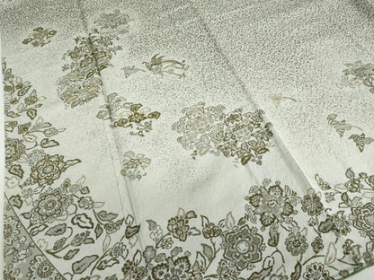 平和屋着物●手描き友禅　山下精悦　訪問着　お召地　花鳥文　正絹　逸品　DABD9842ud