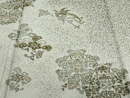 平和屋着物●手描き友禅　山下精悦　訪問着　お召地　花鳥文　正絹　逸品　DABD9842ud
