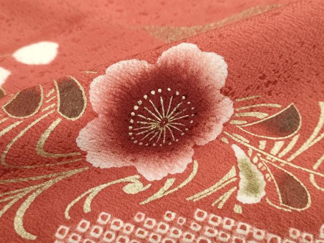 平和屋着物●豪華振袖　絞り　流水枝垂れ草花文　金彩　正絹　逸品　DABD9846ud