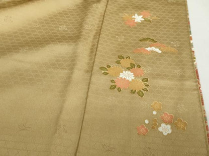 平和屋着物●訪問着　流水風景草花文　暈し染め　金彩　正絹　逸品　DABD9851ud