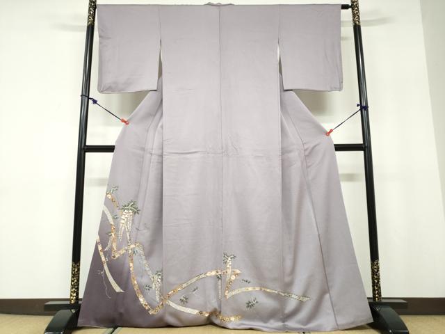 平和屋着物●豪華色留袖　熨斗草花文　暈し染め　金彩　正絹　逸品　DABD9854ud