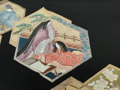 平和屋着物●金彩友禅作家　金彩の魔術師　堀省平　金煌織　黒留袖　平安人物草花文　本金　銀彩　正絹　逸品　DABD9855ud