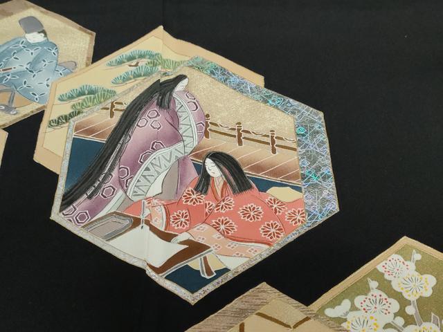 平和屋着物●金彩友禅作家　金彩の魔術師　堀省平　金煌織　黒留袖　平安人物草花文　本金　銀彩　正絹　逸品　DABD9855ud