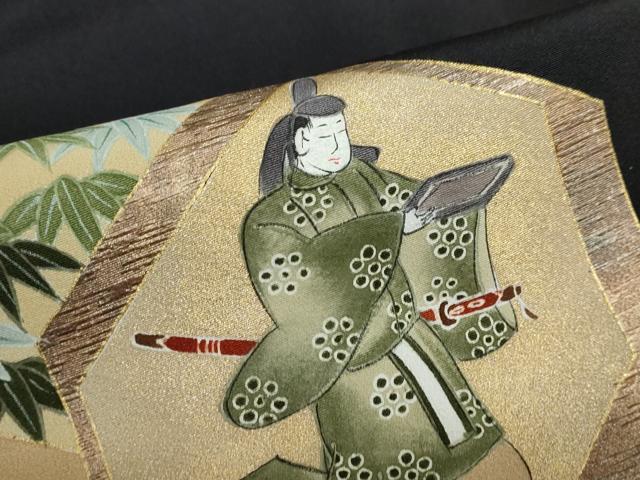 平和屋着物●金彩友禅作家　金彩の魔術師　堀省平　金煌織　黒留袖　平安人物草花文　本金　銀彩　正絹　逸品　DABD9855ud