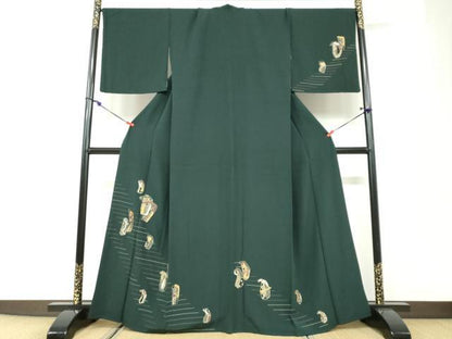 平和屋着物●訪問着　刺繍　抽象文様　金彩　正絹　逸品　DABD9856ud