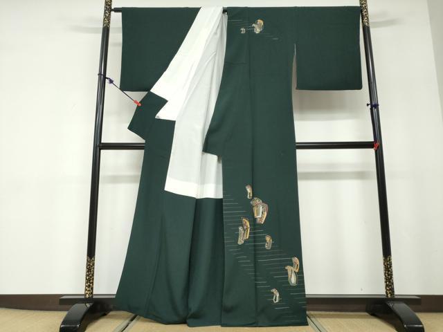 平和屋着物●訪問着　刺繍　抽象文様　金彩　正絹　逸品　DABD9856ud