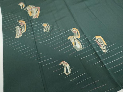 平和屋着物●訪問着　刺繍　抽象文様　金彩　正絹　逸品　DABD9856ud