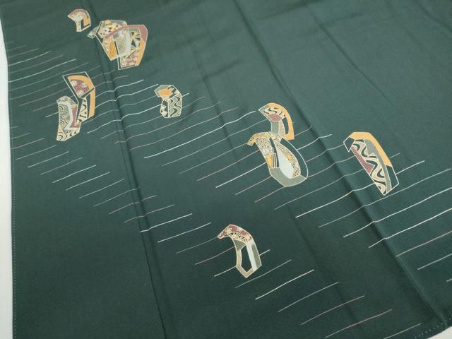 平和屋着物●訪問着　刺繍　抽象文様　金彩　正絹　逸品　DABD9856ud