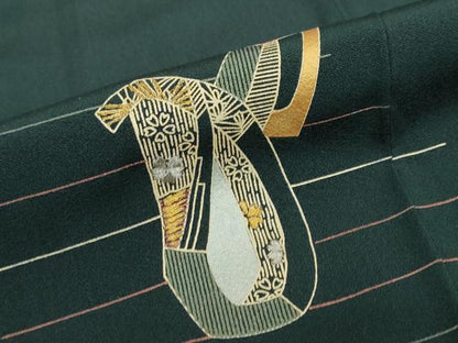 平和屋着物●訪問着　刺繍　抽象文様　金彩　正絹　逸品　DABD9856ud