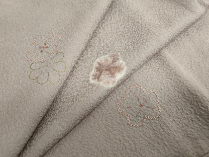 平和屋着物●上質な小紋　絞り　刺繍　舞花文　金彩　正絹　逸品　DABD9857ud