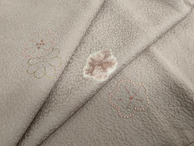 平和屋着物●上質な小紋　絞り　刺繍　舞花文　金彩　正絹　逸品　DABD9857ud