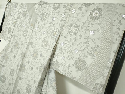 平和屋着物●最高級　中国三大刺繍　スワトウ刺繍　汕頭刺繍　総刺繍　訪問着　お召地　更紗花唐草文　金銀糸　正絹　逸品　DABD9861ud