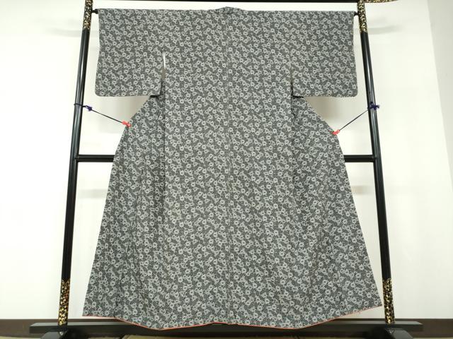 平和屋着物●上質な小紋　型染　菊唐草文　正絹　逸品　DABD9862ud