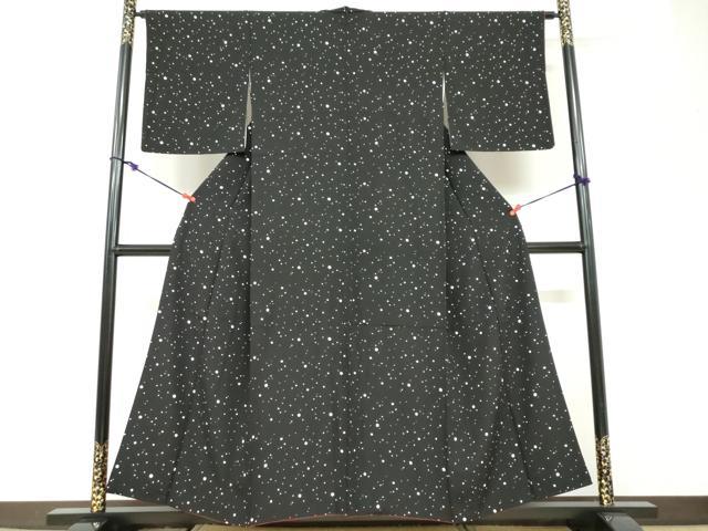 平和屋着物●上質な小紋　大小霰　黒地　正絹　逸品　DABD9866ud