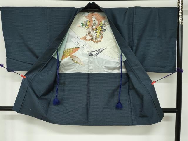 平和屋着物●男性　本場大島紬　アンサンブル　長羽織・長襦袢(袷)セット　100亀甲　総詰め　正絹　逸品　DABD9871ud