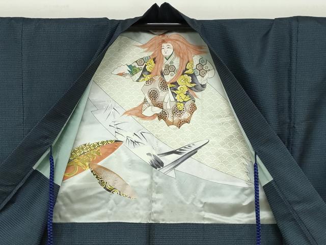 平和屋着物●男性　本場大島紬　アンサンブル　長羽織・長襦袢(袷)セット　100亀甲　総詰め　正絹　逸品　DABD9871ud