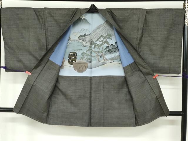 平和屋着物●男性　本場大島紬　アンサンブル　長襦袢(無双仕立て)セット　100亀甲　総詰め　正絹　逸品　DABD9872ud