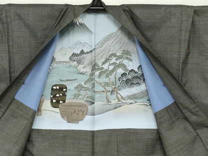 平和屋着物●男性　本場大島紬　アンサンブル　長襦袢(無双仕立て)セット　100亀甲　総詰め　正絹　逸品　DABD9872ud