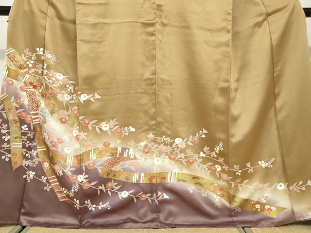 平和屋着物●豪華色留袖　駒刺繍　熨斗草花文　暈し染め　金彩　正絹　逸品　DABD9880ud