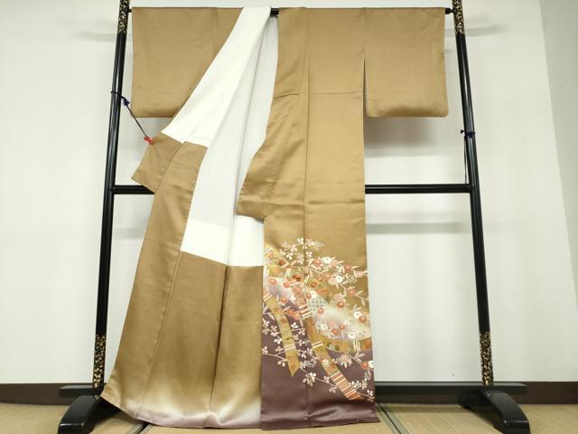 平和屋着物●豪華色留袖　駒刺繍　熨斗草花文　暈し染め　金彩　正絹　逸品　DABD9880ud