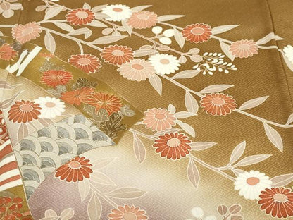 平和屋着物●豪華色留袖　駒刺繍　熨斗草花文　暈し染め　金彩　正絹　逸品　DABD9880ud
