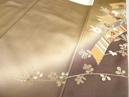 平和屋着物●豪華色留袖　駒刺繍　熨斗草花文　暈し染め　金彩　正絹　逸品　DABD9880ud
