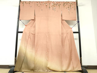 平和屋着物●訪問着　枝垂れ桜　暈し染め　金銀彩　正絹　逸品　DABD9882ud