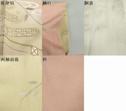 平和屋着物●訪問着　駒刺繍　エ霞草花文　暈し染め　金彩　正絹　逸品　DABD9883ud