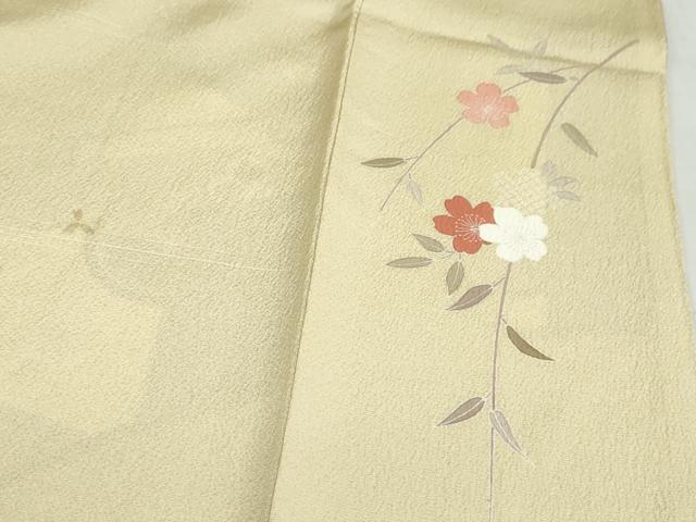 平和屋着物●訪問着　駒刺繍　エ霞草花文　暈し染め　金彩　正絹　逸品　DABD9883ud